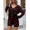 Tankaneo Tankaneo Womens Valentine's Day Sweater Sets Heart Knit Long