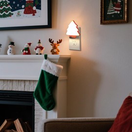 Luces LED de noche para árbol de Navidad, se enchufan en la pared [Paquete de 2] con luces nocturnas regulables de encendido manual, suave, cálido/blanco, para decoración del hogar, baño, pasillo