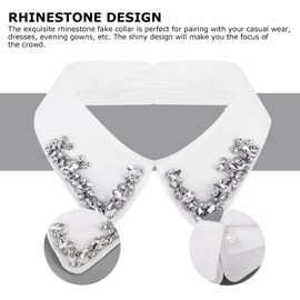 2 Pieces Rhinestones Collar Fake Collar Detachable Collars Classic Designed Half False Shirt Elegant Fake Collar for Women Girls （White Black）