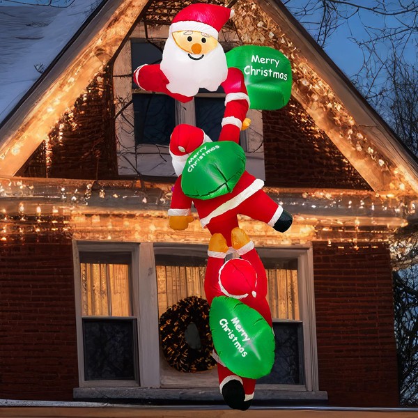 OurWarm 8FT Christmas Inflatables Outdoor Decorations, Climbing Santas with Suction