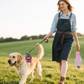 WishLotus Dog Treat Pouch, All-in-one Poop Bag Dispenser with Waste Bag Holder Small Dog Training Treat Pouch for Walking Running Playing (Red)