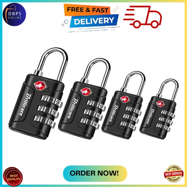 4 Pack TSA Approved Luggage Locks, Combination Travel Padlock, 3-Digit