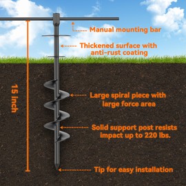Heavy Duty 30FT Dog Tie Out Cable and Stake，360°Swivel Screw in Spike Auger Ground Stake Anchors for Large Medium Medium up to 220 lbs，Dog Outside Lead Cable for Yard, Lawn Beach, Camping