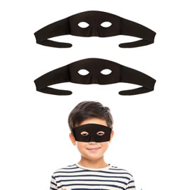 Lizzy 2 x Black Highwayman Mask | black cloth Bandit Thief fancy dress accessories for Cops And Robbers Villain Convict Bank Robber outfit Accessory
