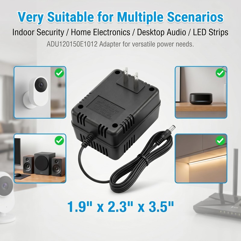 AC to AC Wall Adapter Transformer 12V Straight 2.1 mm