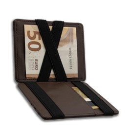 DIEM LUXURY Magic Credit Card Holder Genuine Leather with Coin Compartment - Wallet and Coin Compartment Slim for Men, Women, Boys - Credit Card Holder with RFID Protection, brown