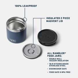 YETI Rambler - Tarro de alimentos de 8 onzas, aislado al vacío, acero inoxidable, con tapa hermética, color negro