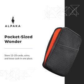 ALPAKA Zip Card Pouch - Use as Card Wallet and Coin Pouch - Holds 12-20 Cards and Cash - Made With Green Axoflux and RFID Blocking Material