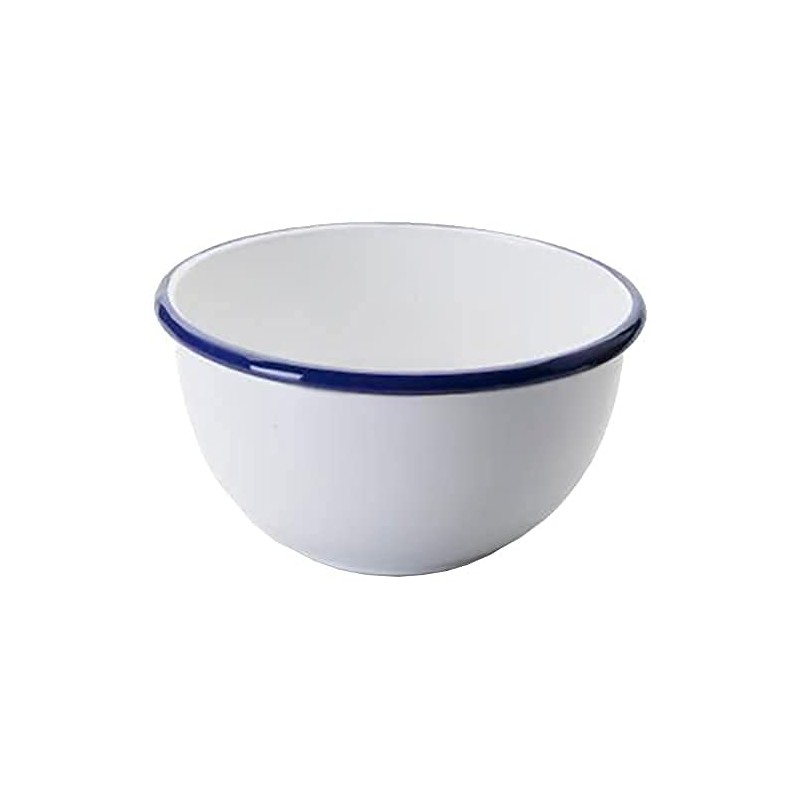 IBILI" Blanca Bowl 20x12 cm of Enamelled Steel, White/Blue, 20