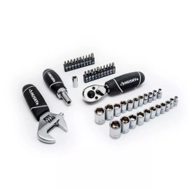 Husky Stubby 46 Piece Ratchet and Wrench Set w/ Drive Sockets, Screwdriving Bits