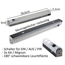 LED-Lichtleiste mit PIR Bewegungsmelder, warmweiß