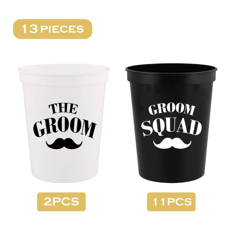 PartyGifts&beyond Bachelor Party Cups 13PCS Team Groomsman Plastic Cups Best
