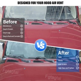 Hood Air Vent Cover Replacement Compatible with Toyota FJ Cruiser 2007-2021, Engine Vent Radiator Guards Grille Vents Insert Mesh Replacement Kit, 3PCS