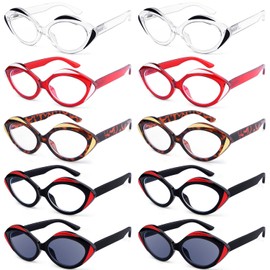 Eyekepper 10 Pack Oval Reading Glasses for Women(8 Pairs Reading Glasses & 2 Pairs Reading Sunglasses) Ladies Readers +2.75