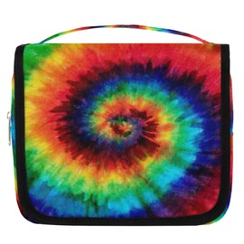 Eizlang Rainbow Tie Dye Makeup Bag Hanging Toiletry Bag Travel Makeup Bag for Women Men Waterproof Cosmetic Bags Organizer