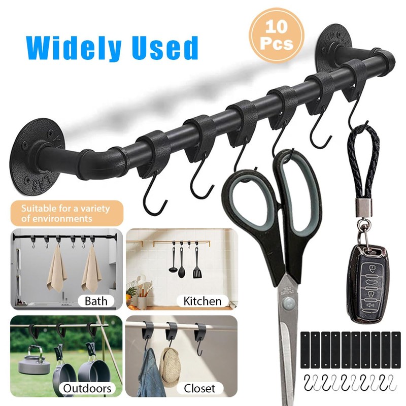 Evponk 10 Pcs Leather S Hooks for Hanging, Metal Hook