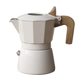Stove Moka Pot Professional Portable Double Valves Vintage Style Aluminum Alloy Coffee Maker Pot for Outdoor Camping White