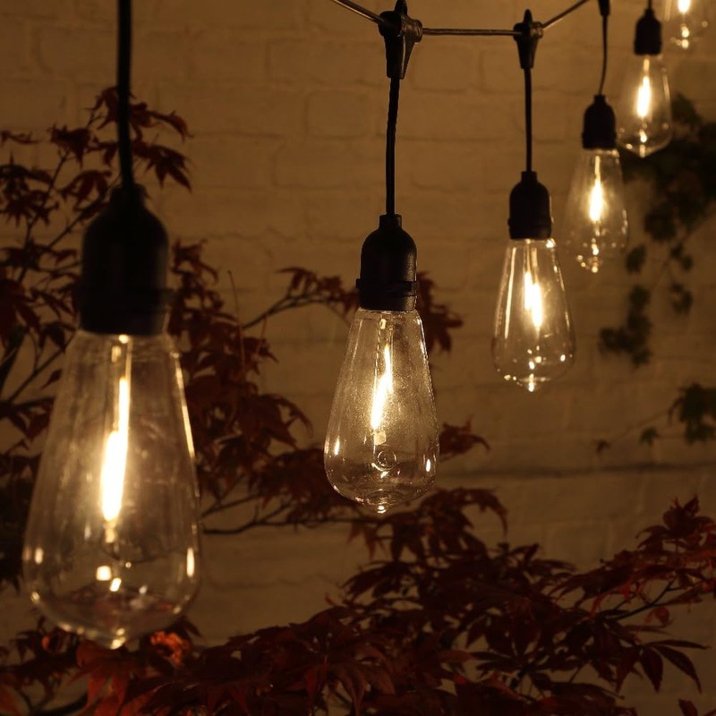 NOMA Connectable Edison Drop Festoon Garden Lights, 10 Large Warm