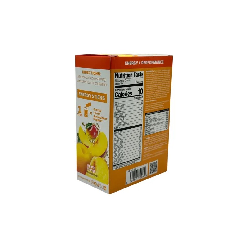 Aminoácidos en Polvo Peach Mango Jetfuel Energy Sticks 14 Sobres