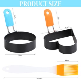 Fried Egg Mould Stainless Steel Pancake Mould Fried Egg Mould for Pan with Brush Egg Ring Molds Egg Ring with Folding Handles for Fried Eggs Pancakes Meatloaf