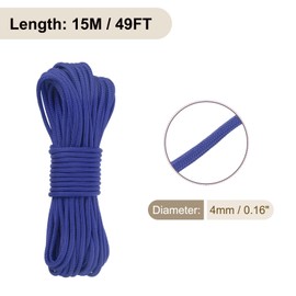 Rebower 550 Paracord Rope 49ft, 4mm Thin Paracord Nylon Cord 7-Strand Core [for Tent Camping Outdoor Gear] - Sapphire Blue