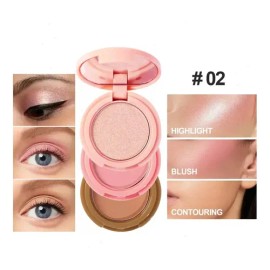 Set Maquillaje 3 En1 Colorete En Polvo Y Contorno Iluminador                                                                                          