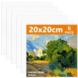 Mokani Canvas for Painting, 6 Packs Blank Canvas Panels Board - 20x20cm (8x8), Cotton Art Canvases for Acrylic, Oil Painting, Ideal Art Supplies for Professional Artist, Hobby Painters & Beginners