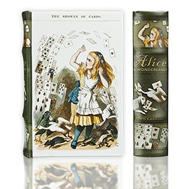 Alice in Wonderland Jewelry, Book, Keepsake Decorative Book Box – Faux Leather & Wooden Box Makes a Gorgeous Decoration, Hides Your Stash, And Gets You Compliments (Medium 8.25x5.75x2”)