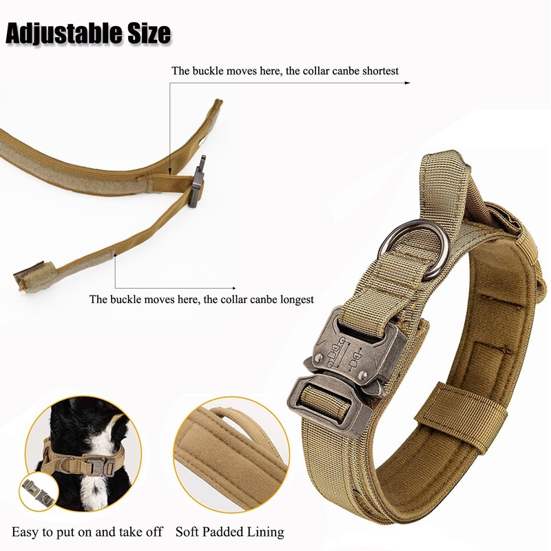 Tactical Dog Collar, Adjustable Military Training Nylon Dog Collar with