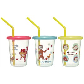 Skater SIH2ST-A Tumbler with Straw, 8.1 fl oz (230 ml), 3 Pieces, Curious George, Made in Japan