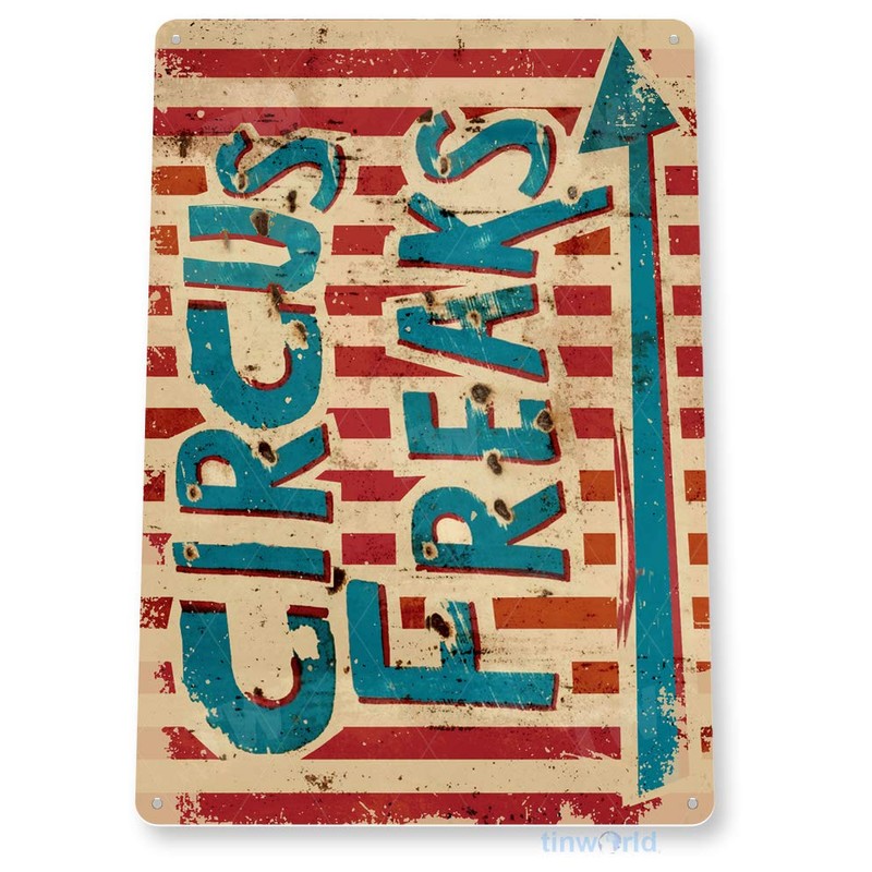 Tinworld Circus Freaks Carnival Sign D052