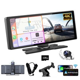 Cinandrow 10.26 Inch 4K Ultra HD/7 inch 1080P  Screen Car RadioMultimedia WlFl Video Player Wireless CarplayScreen Camera Android auto Dash Cam DualVideo Recorder - Model: 10.26" Carplay 4K 128G(Ultra HD)