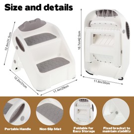 Cat Ramp for Litter Box,White Plastic Cat Ramp Fit for Automatic Litter Box,Double Layer Steps with Non-Slip Rubber Feet, Step for Small & Elderly Cats