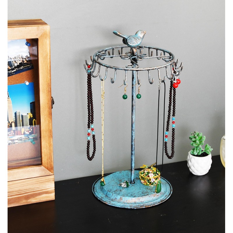 Golden Turquoise Bird Rotating Necklace Holder Bracelet Stand/Jewelry Organizer/Jewelry Tree