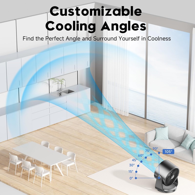 YOSHENMO Desk Fan, Turbo Table Fan for Bedroom, 100-Speed Digital
