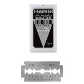 Feather Hi-Stainless Platinum Coated Double Edge Blade Box of 100, 20 Packs of 5