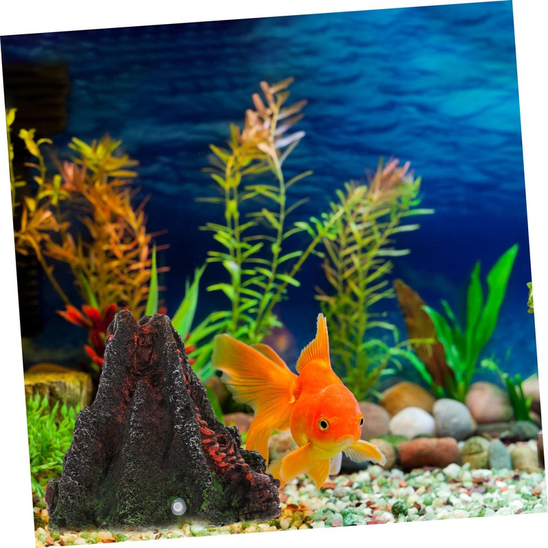 Kisangel 1Pc Pneumatic Volcano Decoration for Fish Tank Resin Aquarium
