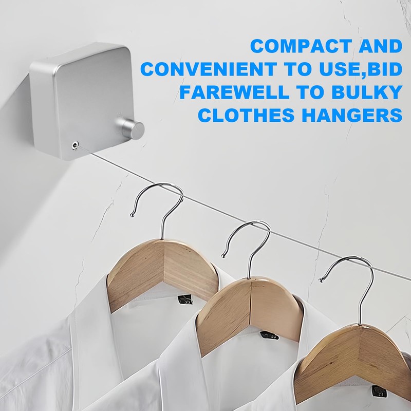 Retractable Washing Line, 4.2 m Adjustable Rope Drying Clothes, Stainless