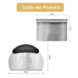 Dough Card Set, 2 Pieces Stainless Steel Dough Cutter, Baking Dough Cutter with Non-Slip Rubber Handle and Measuring Scale, Dough Scraper Card for Dough Cakes, Pizza, Baking Tool