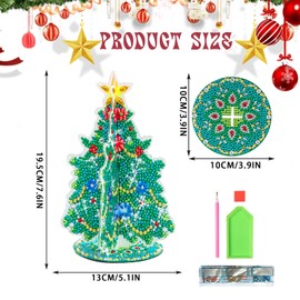 Viilich Christmas Tree Diamond Painting Set, 5D Diamond Painting Christmas Tree Kits, Acrylic Assembleable Diamond Painting for Home Decoration, Christmas Ornament (SS05)
