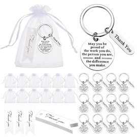 Yinkin Yinkin 36 Pcs Employee Appreciation Gifts Bulk for Coworkers Keychains Organza Bags with Cards for Social Worker Staff Gifts(Silver)