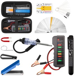 Car Spark Tester Kit with 12V Battery Tester, Steel Feeler Gauge, Brake Fluid Liquid Tester, Automotive Engine Test Tools Set