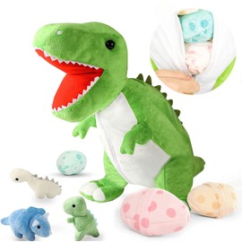 corgi butt Giant Dinosaur Plush 23.6'' Standable Mommy Dinosaur Plushies with 3 Cute Baby Dinosaur Stuffed Animals Inside its Zippered Tummy Gift for Kids Ages 3 4 5 6 7 8 9 (Dinosaur)