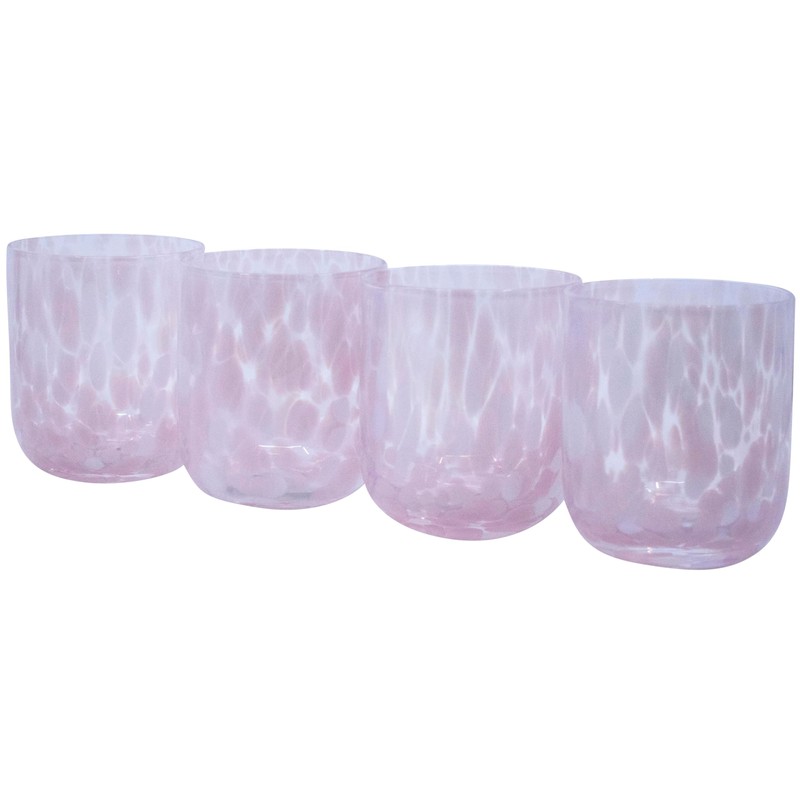 Stephanie Imports Set of 4 Handcrafted Double Old-Fashioned Confetti Drinking