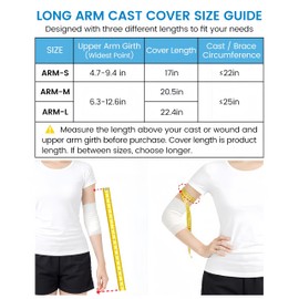 quiheat Kids Waterproof Arm Cast Covers for Shower & Bath, Reusable Arm Cast Protector to Keep Cast Dry, Comfortable & Durable for Daily Use, After Surgery, Broken Arm, Wound or Bandage (Arm-M)