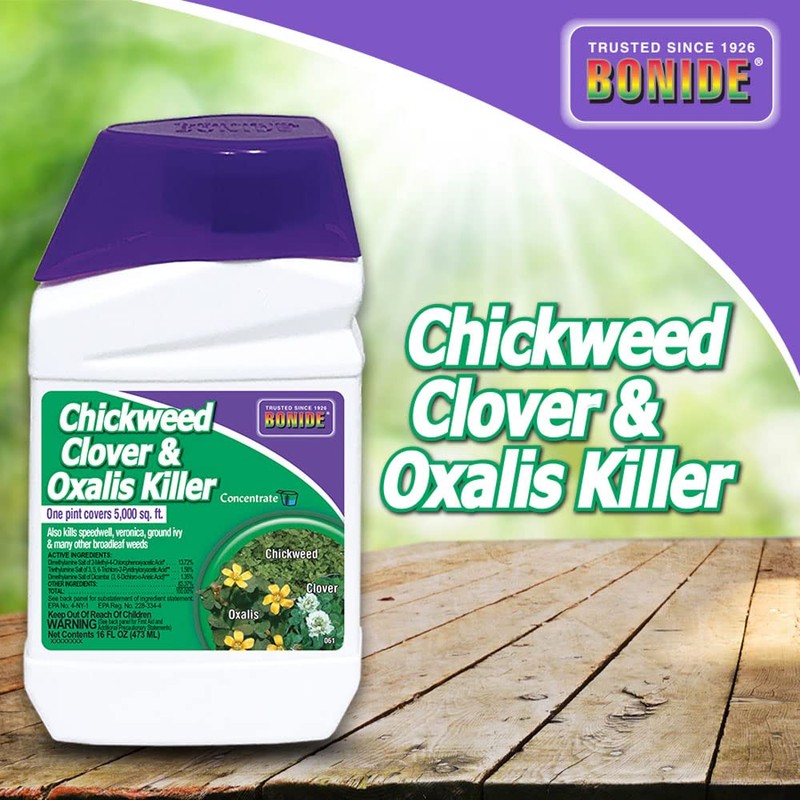 Bonide Chickweed, Clover and Oxalis Killer, 16 oz Concentrate, Controls