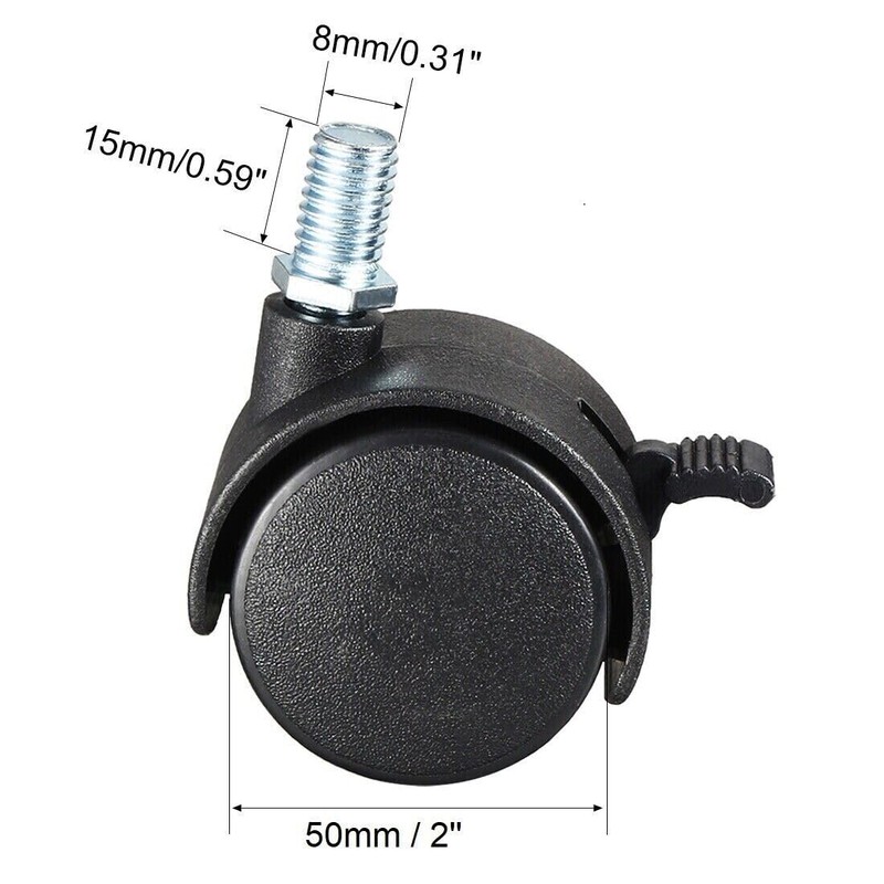 Multibao 4x Pcs 2 Inch Castor Wheel Swivel Caster Threaded