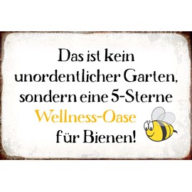 mrdeco Metall Schild 12x18cm gewölbt Das ist kein unordentlicher Garten Spruch Blechschild