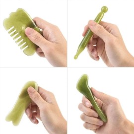 Rodillo Masaje Facial Gua Sha De Jade Antienvejecimiento Kit