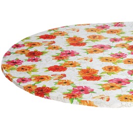 Floral Butterfly Elasticized Table Cover, 100% Polyester, Floral Print, Home Décor - Measures 42" x 68" Oval/Oblong, By Chef's Pride